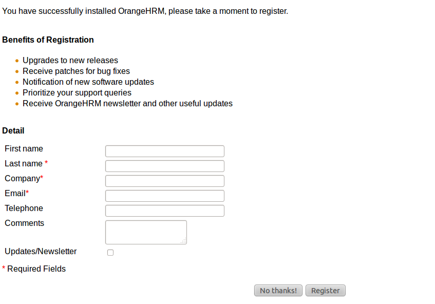 Please refer the INSTALL.HTM in OrangeHRM source for pictures